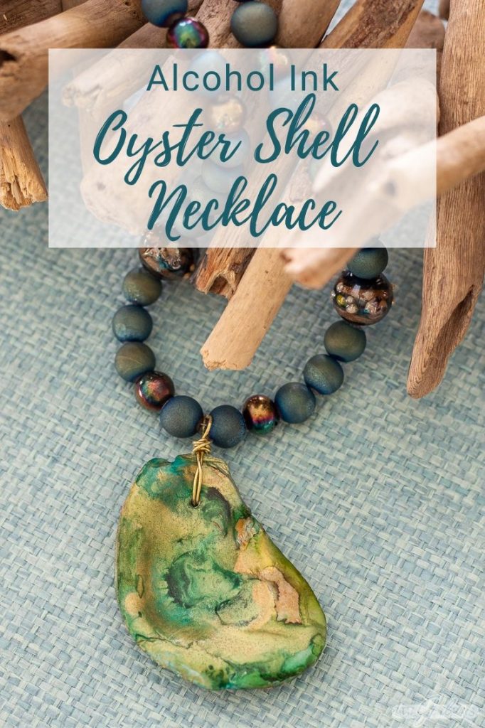 green and gold oyster shell necklace