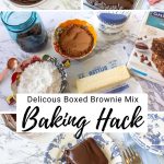 collage photo showing how to make moist iced chocolate brownies from a mix