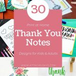 collage showing printable thank you cards for kids and adults