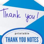 blue envelop with a Thank You note inside