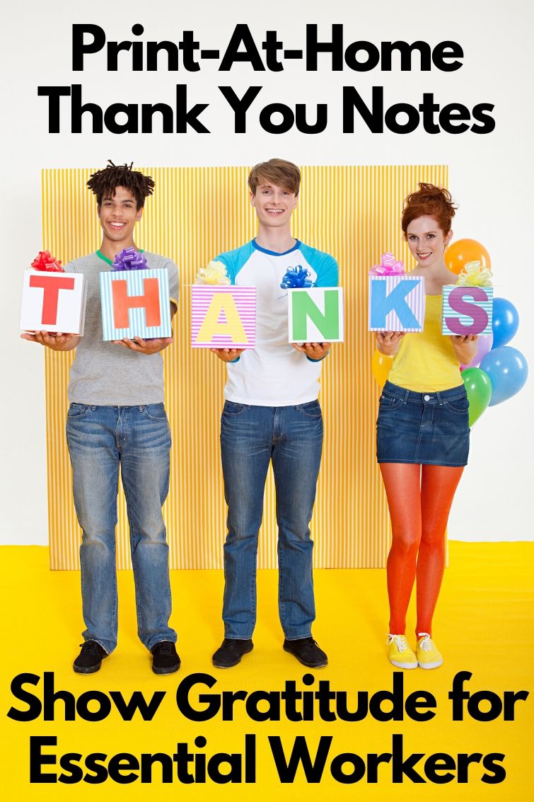 Two men and a woman holding up cards saying Thanks!