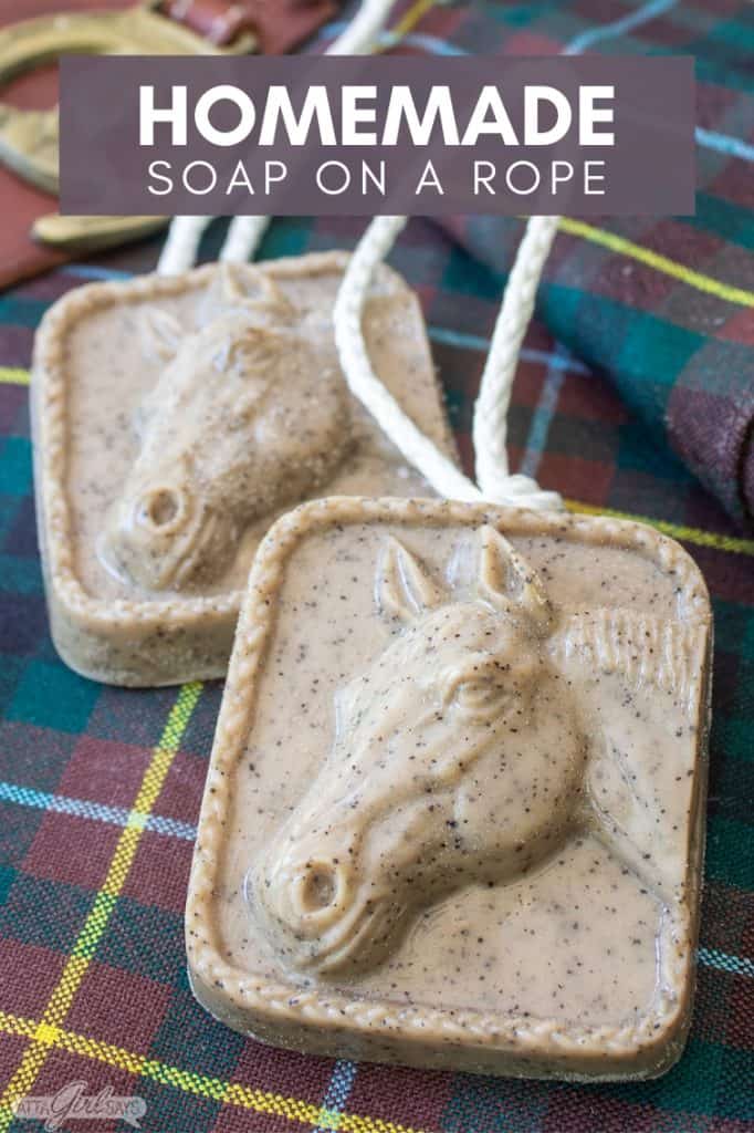 coffee speckled horse soap on a rope for Father's Day