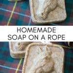 collage photo of horse soap on a rope