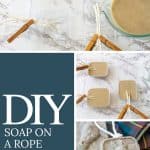 collage showing how to make soap on a rope