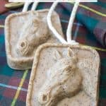 horse soap on a tartan scarf