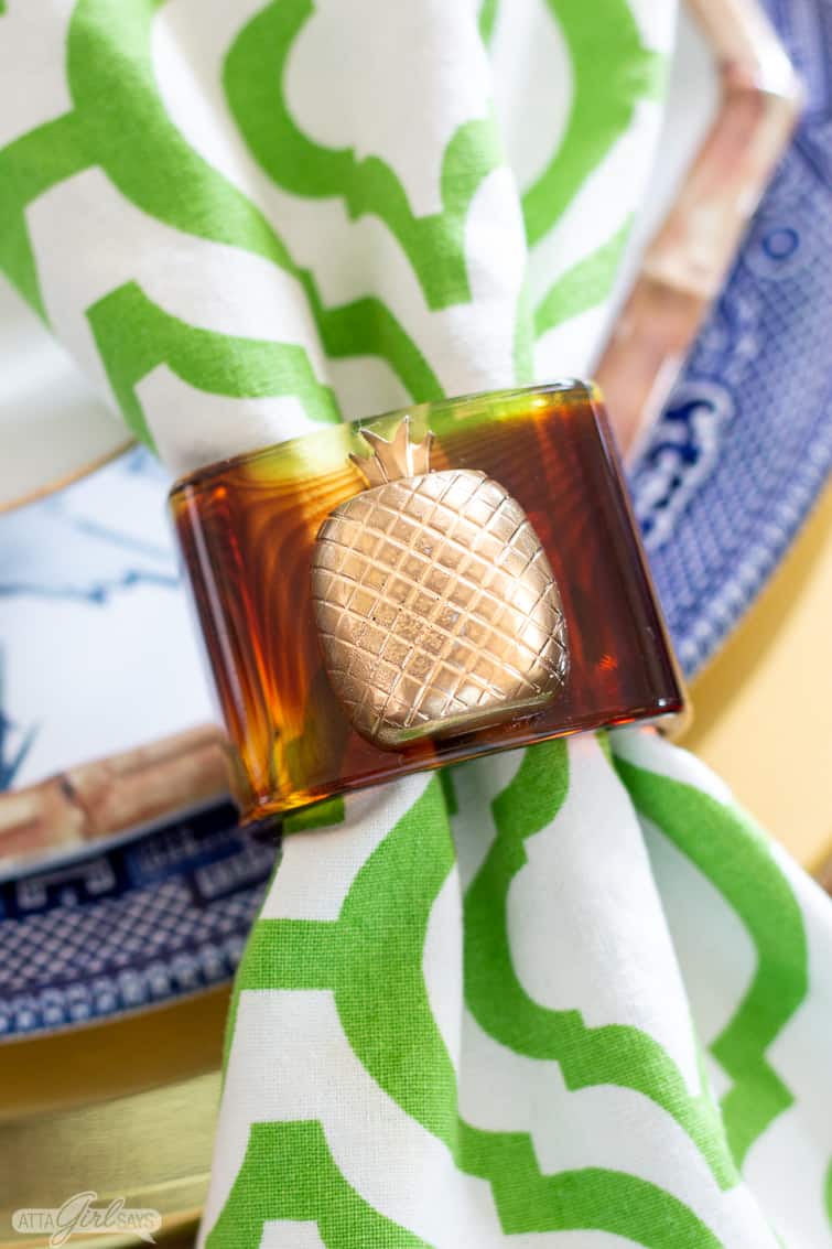 Pineapple Napkin Rings with Faux Tortoise Shell Are So Chic