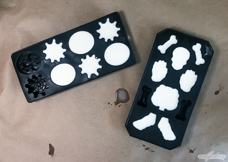 Halloween resin castings in ice cube molds 