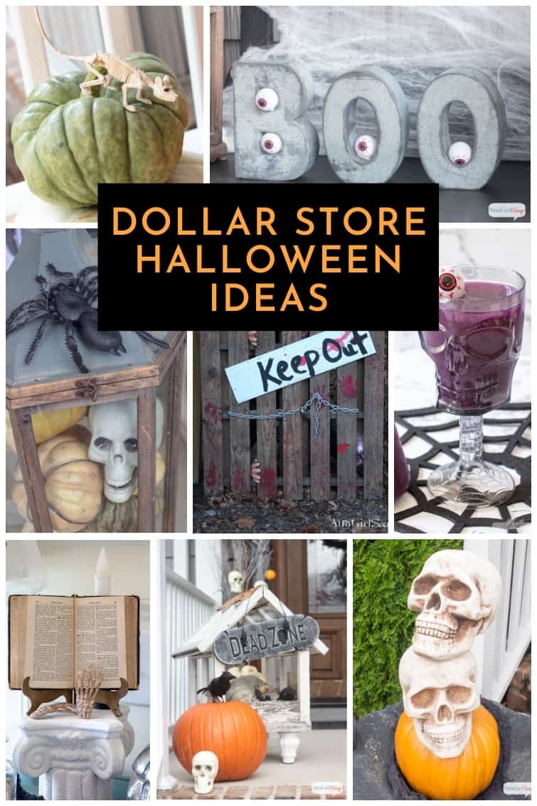 collage of inexpensive Halloween decorations