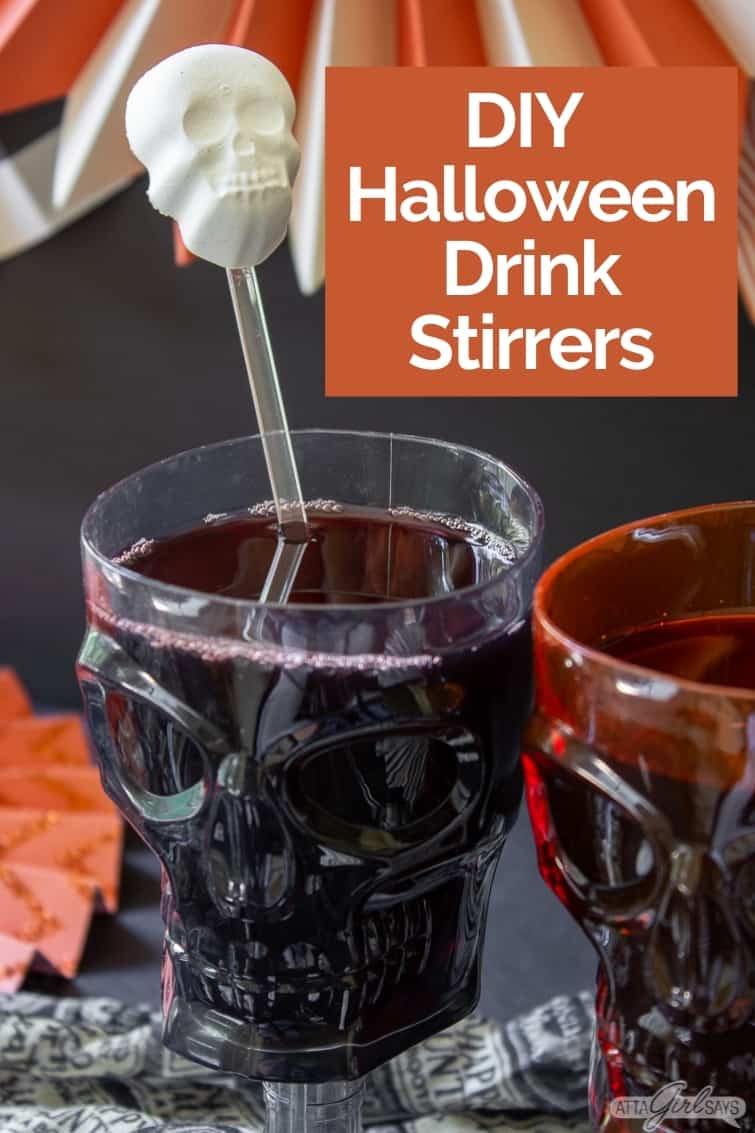 resin skull cocktail stirrer