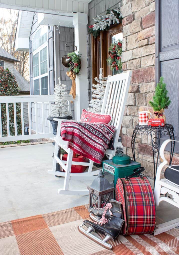 Christmas Porch Decorated with Whimsical, Vintage Items