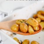 wooden spoon serving baby potatoes