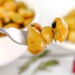 baby potatoes on a fork