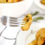 baby potatoes on a fork