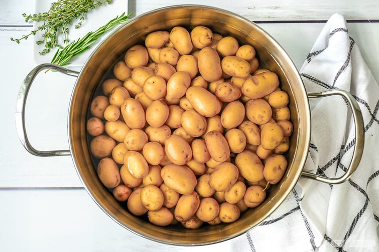 baby potatoes in a colander