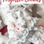 closeup of forgotten cookies with peppermint candies on the tops