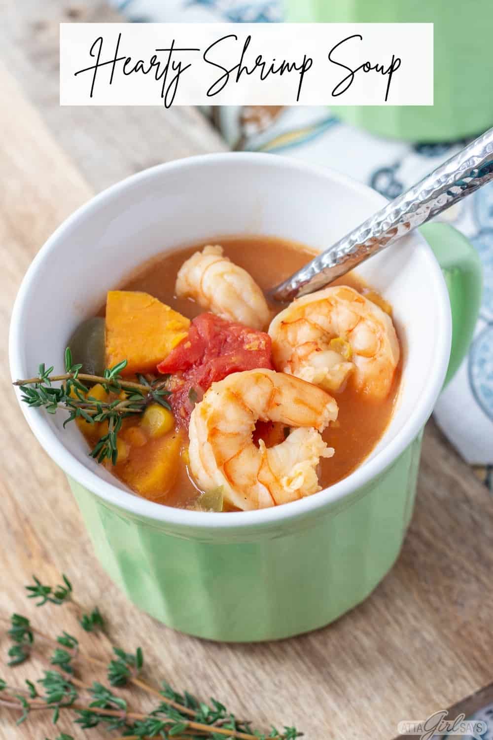 Shrimp Soup with Sweet Potatoes, Corn & Peppers