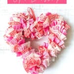 heart shaped wreath made from Valentine's Day cupcake liners