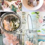 collage photo showing dried botanicals and diy potpourri scent jars