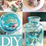 collage photo showing dried botanicals and diy potpourri scent jars