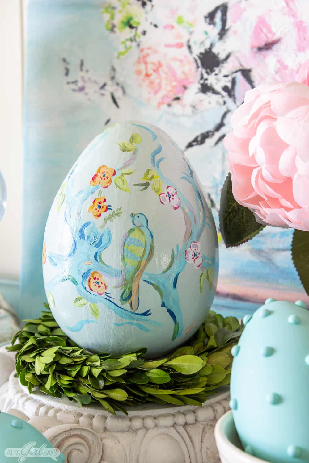 handpainted pastel chinoiserie Easter egg