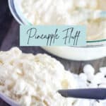 bowl of fruit fluff dessert next to a serving bowl