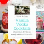 collage photo of six vanilla vodka cocktails with text overlay
