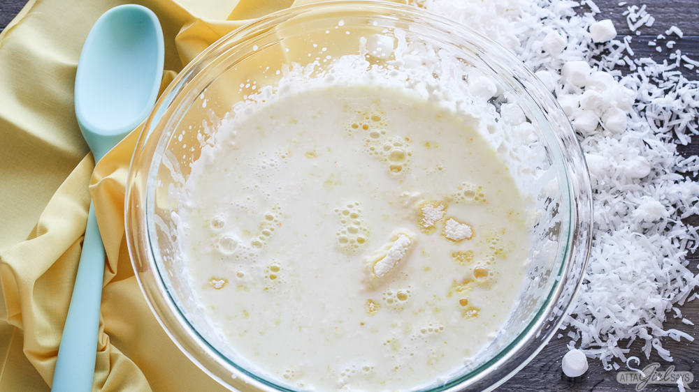 bowl of whipped cream cheese and milk