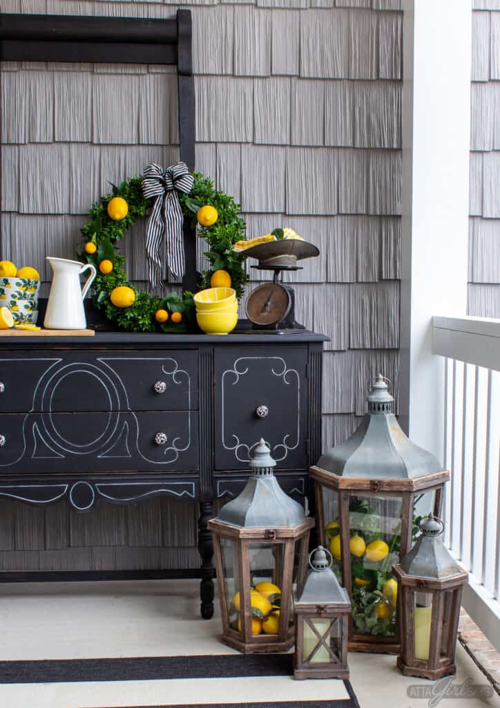 Summer Porch Decor in Lemon Yellow and Boxwood Green