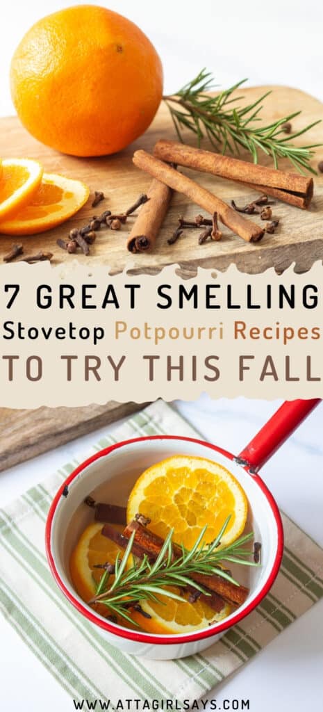 sliced oranges on a cutting board and pan with homemade potpourri