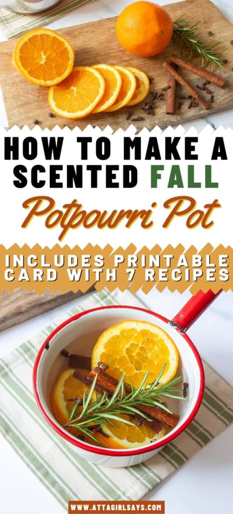 sliced oranges on a cutting board and pan with homemade potpourri