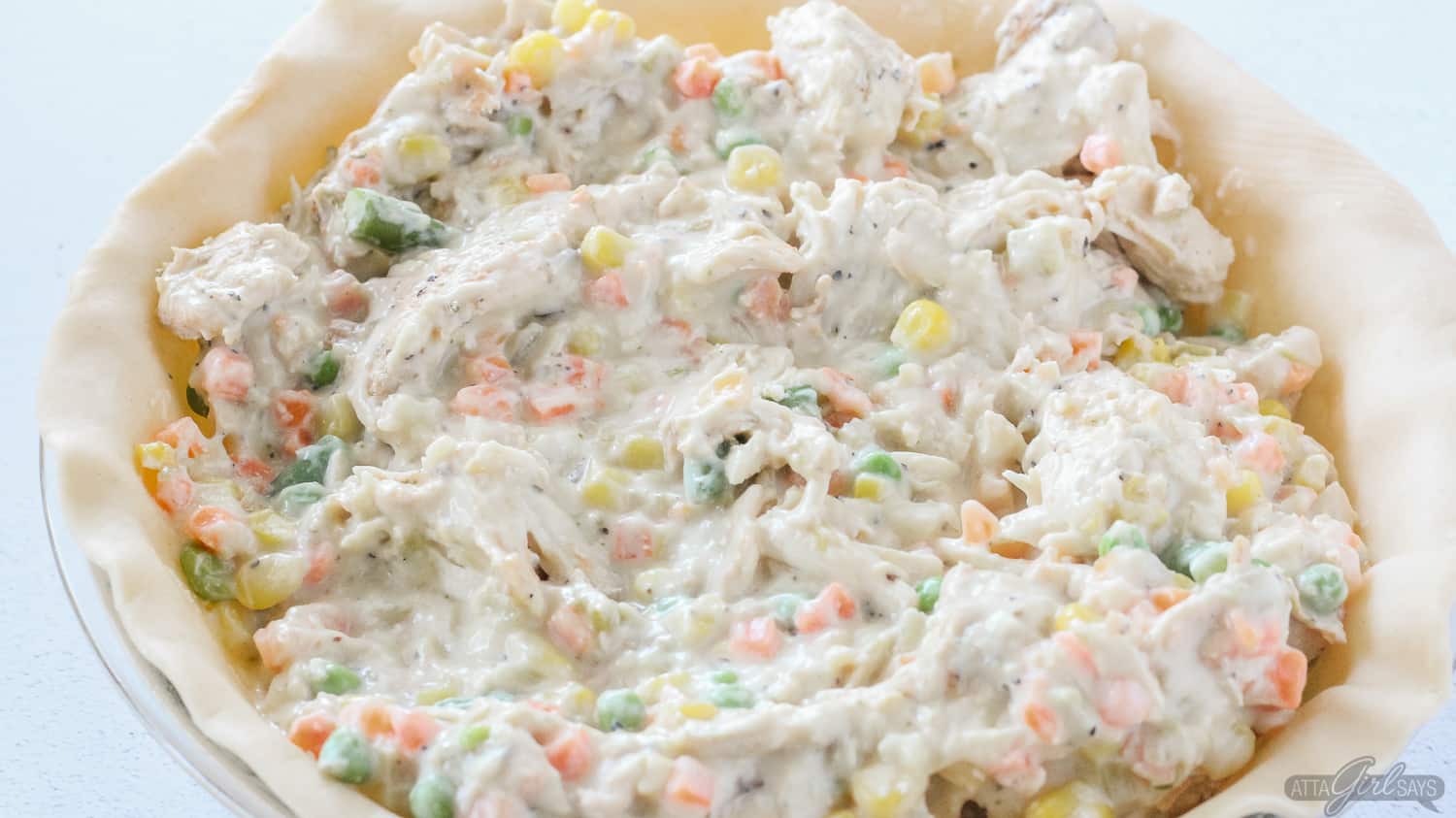 chicken pie filling in a crust