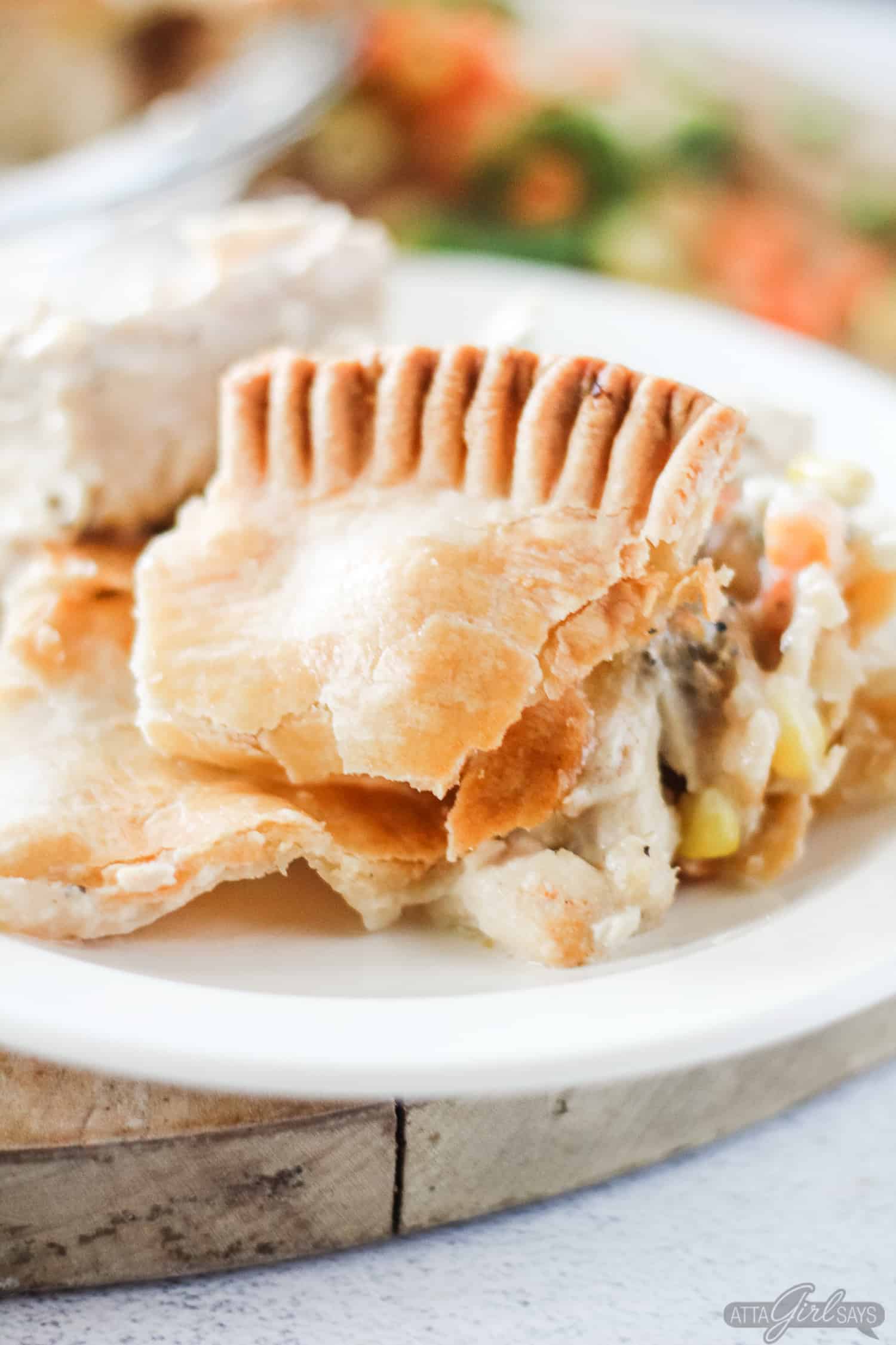 serving of vegetable and chicken pot pie