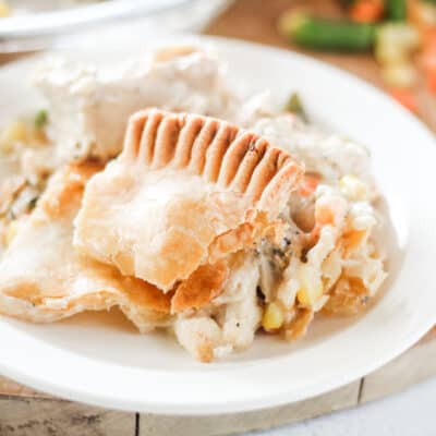 homemade chicken pot pie with vegetables