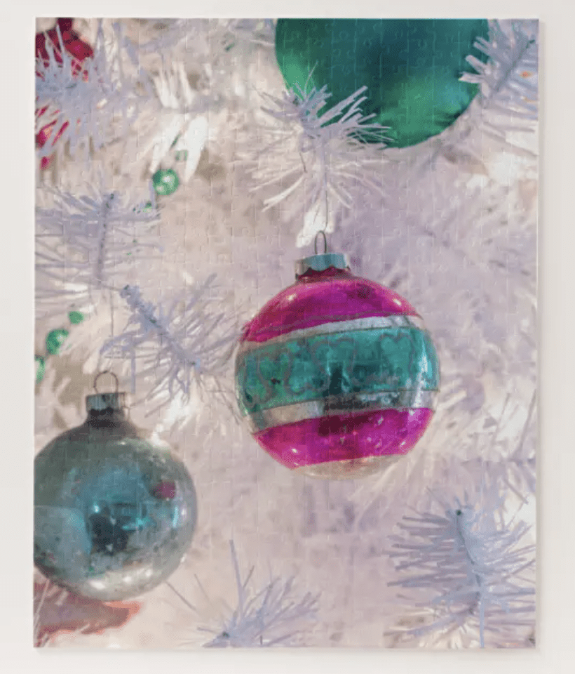 Shiny Brite ornaments on a white Christmas tree