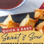 crab rangoons with bowl of sweet and sour sauce