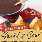 crab rangoons with bowl of sweet and sour sauce