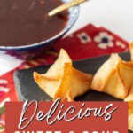crab rangoons with bowl of sweet and sour sauce