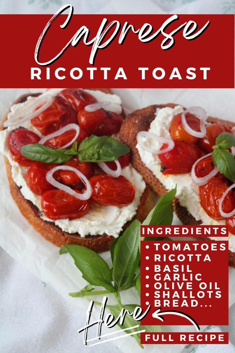 Ricotta Toast with Oven Roasted Tomatoes, Basil and Garlic