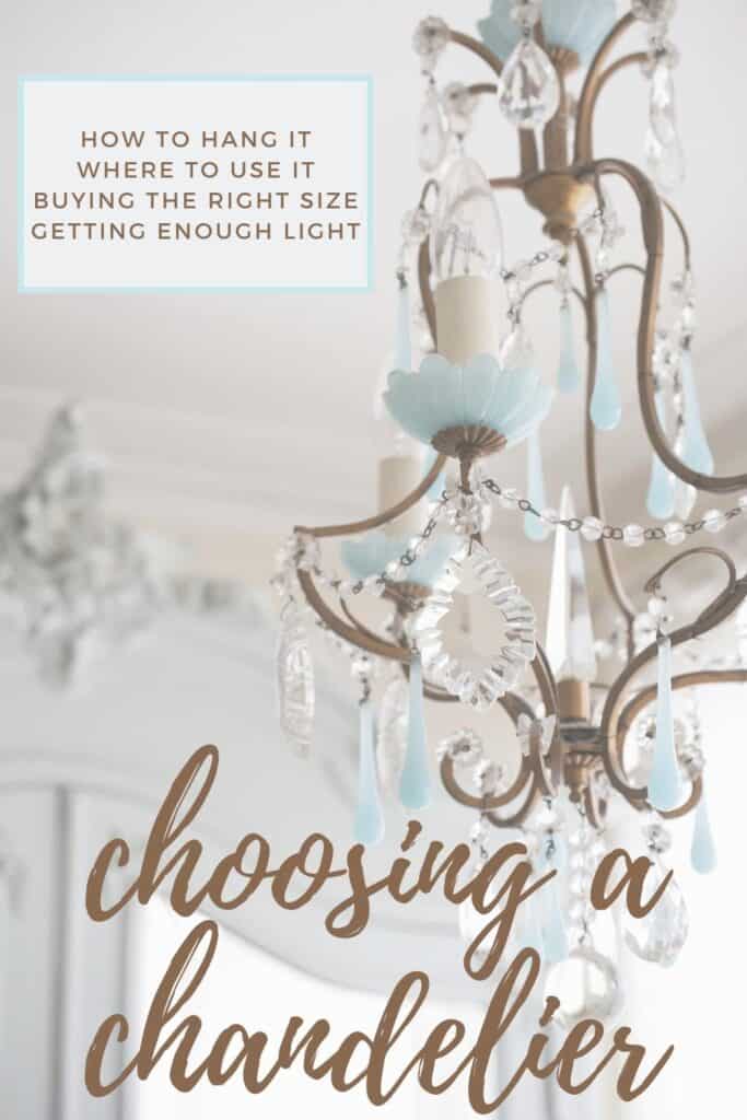 crystal and blue glass chandelier in a bedroom