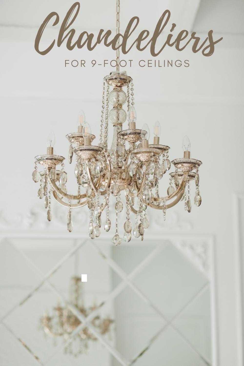 crystal chandelier reflected in a mirror