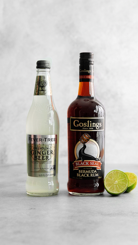 gif showing how to make a Dark and Stormy Halloween cocktail