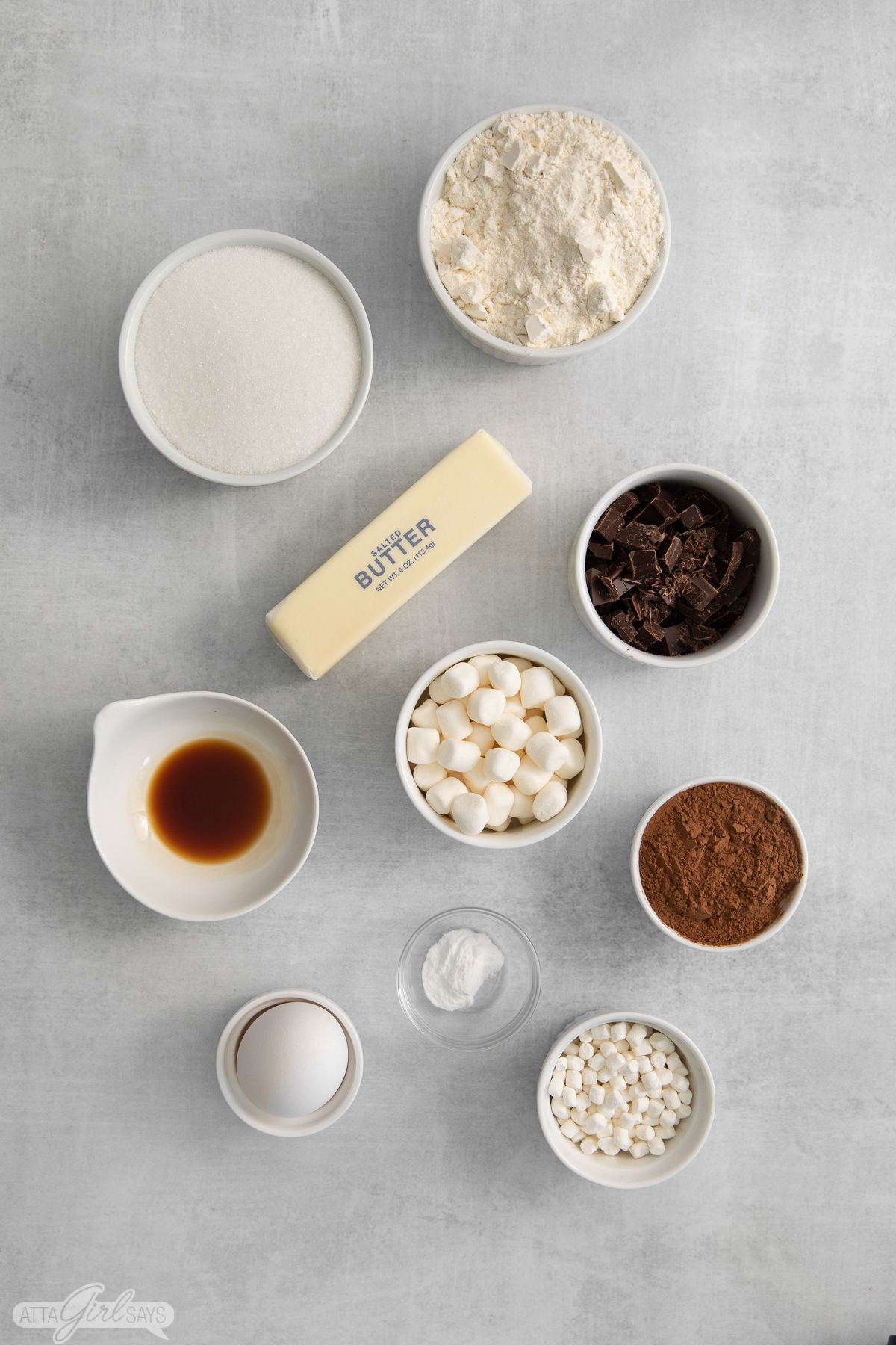 butter, sugar, flour, cocoa powder and other ingredients to make hot cocoa cookies