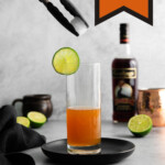 adding dry ice to a dark and stormy cocktail for Halloween