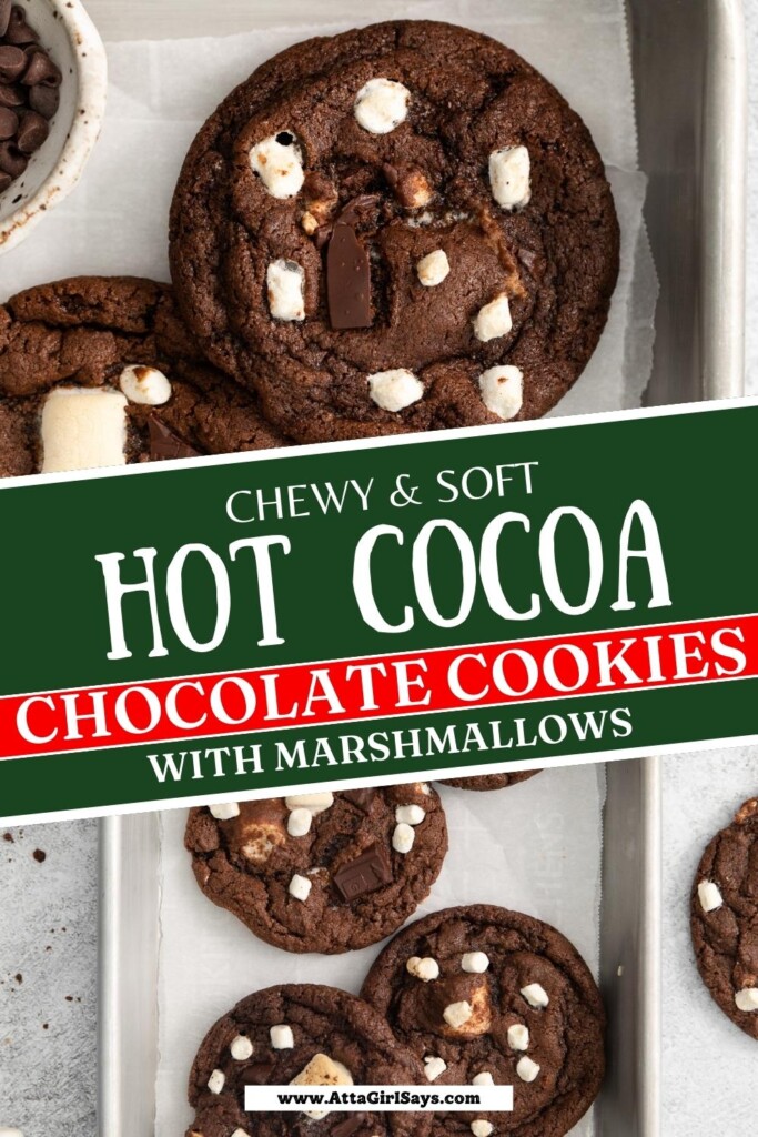 hot chocolate cookies with marshmallows on a baking pan