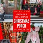 collage photo of Christmas decorated front porches