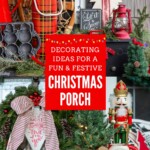 collage photo of Christmas decorated front porches