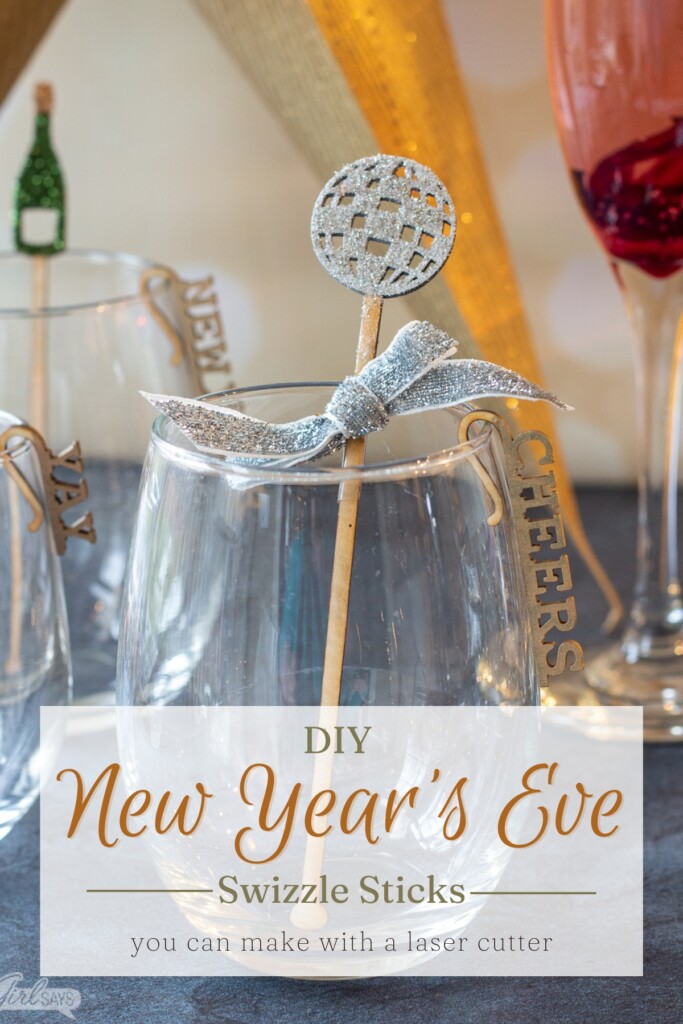 glittery disco ball swizzle stick in a wine glass