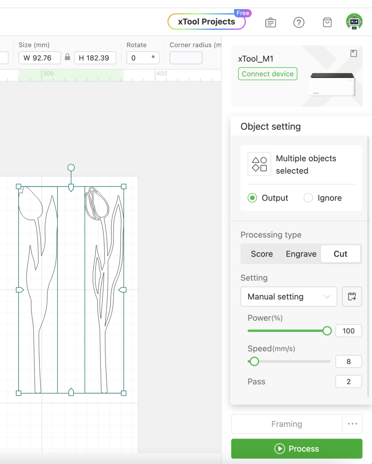 tulip SVG file in xTool Creative Space