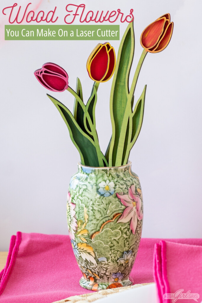 wooden tulips in a vase